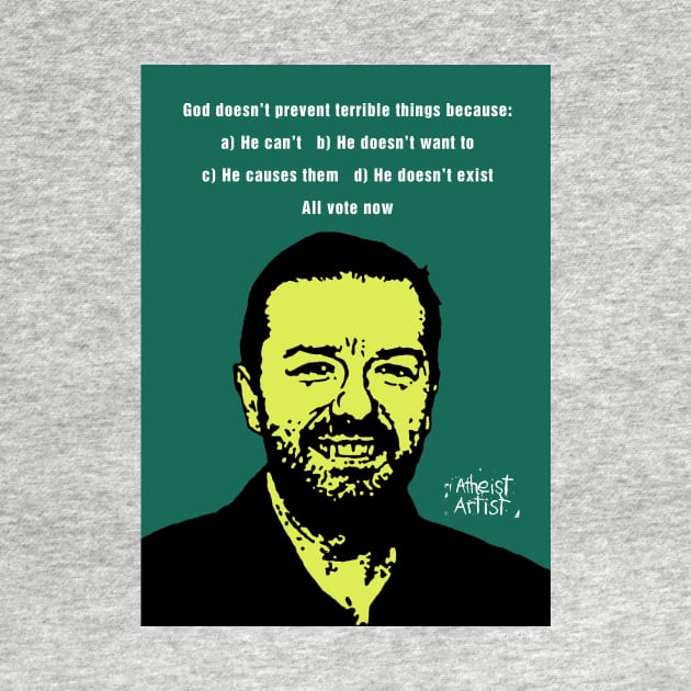 Ricky Gervais Atheist by DJVYEATES